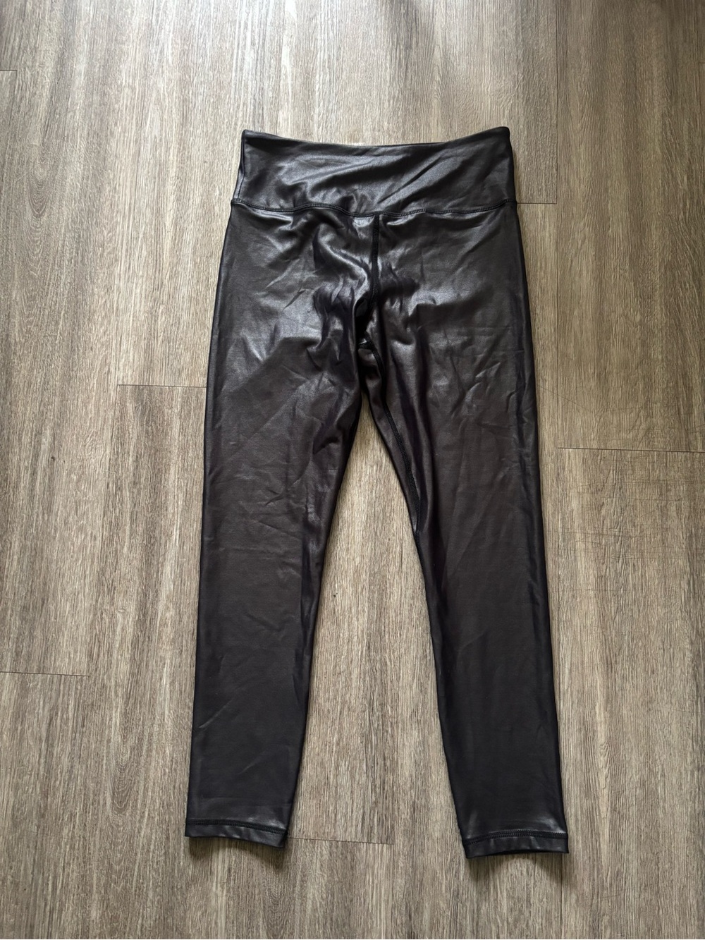 Zyia High-Waist Black Faux-Leather Leggings